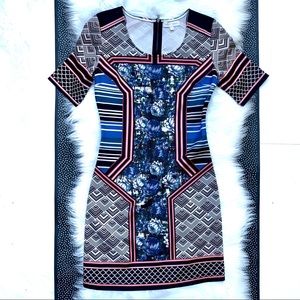 Jealous Tomato Geometric & Floral Print Dress Medium